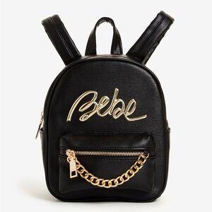 NWT NIP Bebe Gianna Black Mini Backpack Gold Accents
